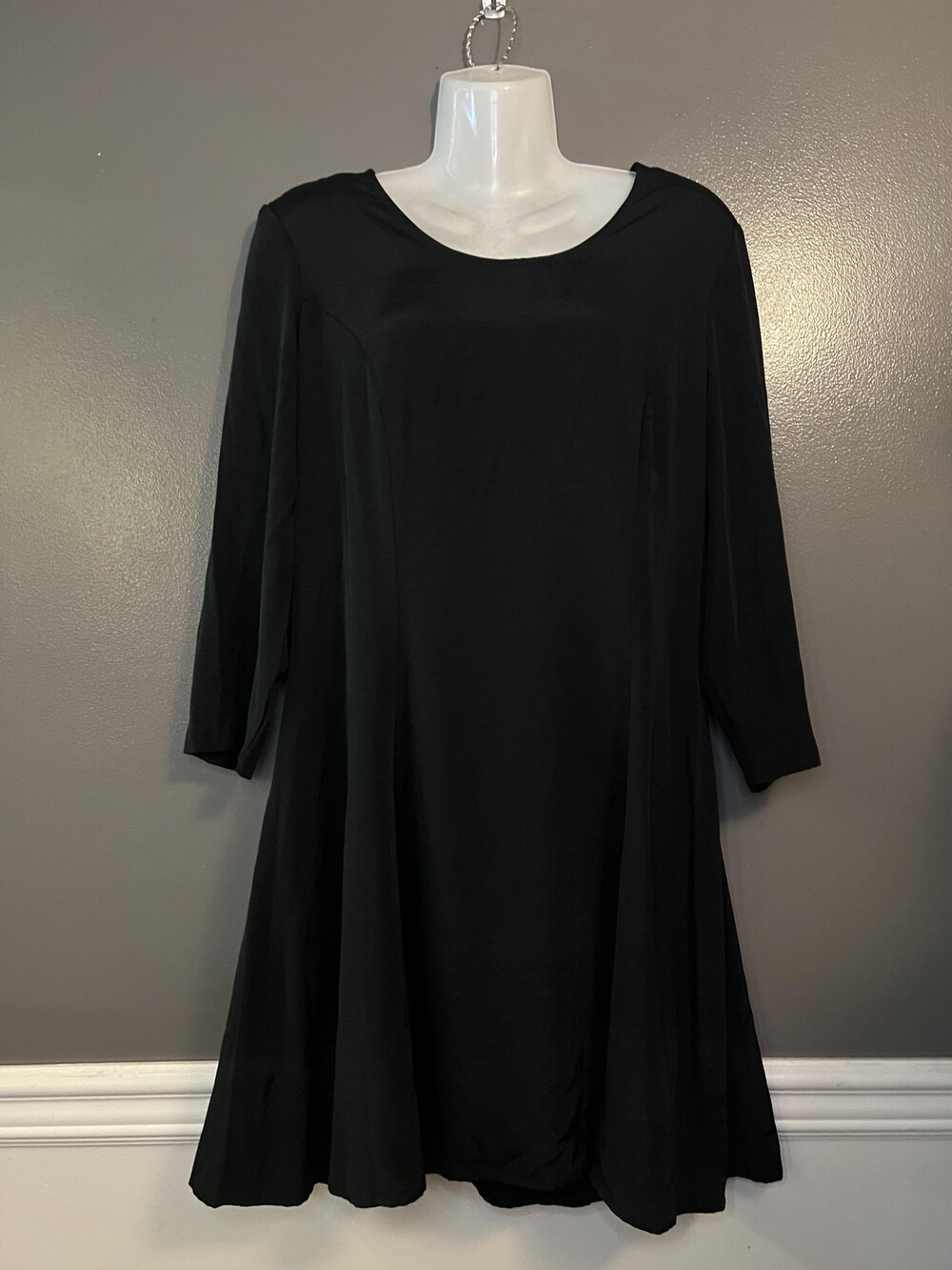 Vintage Marnie West Dress Womens 11 Black A-Line Corset Tie Back Made USA 90s